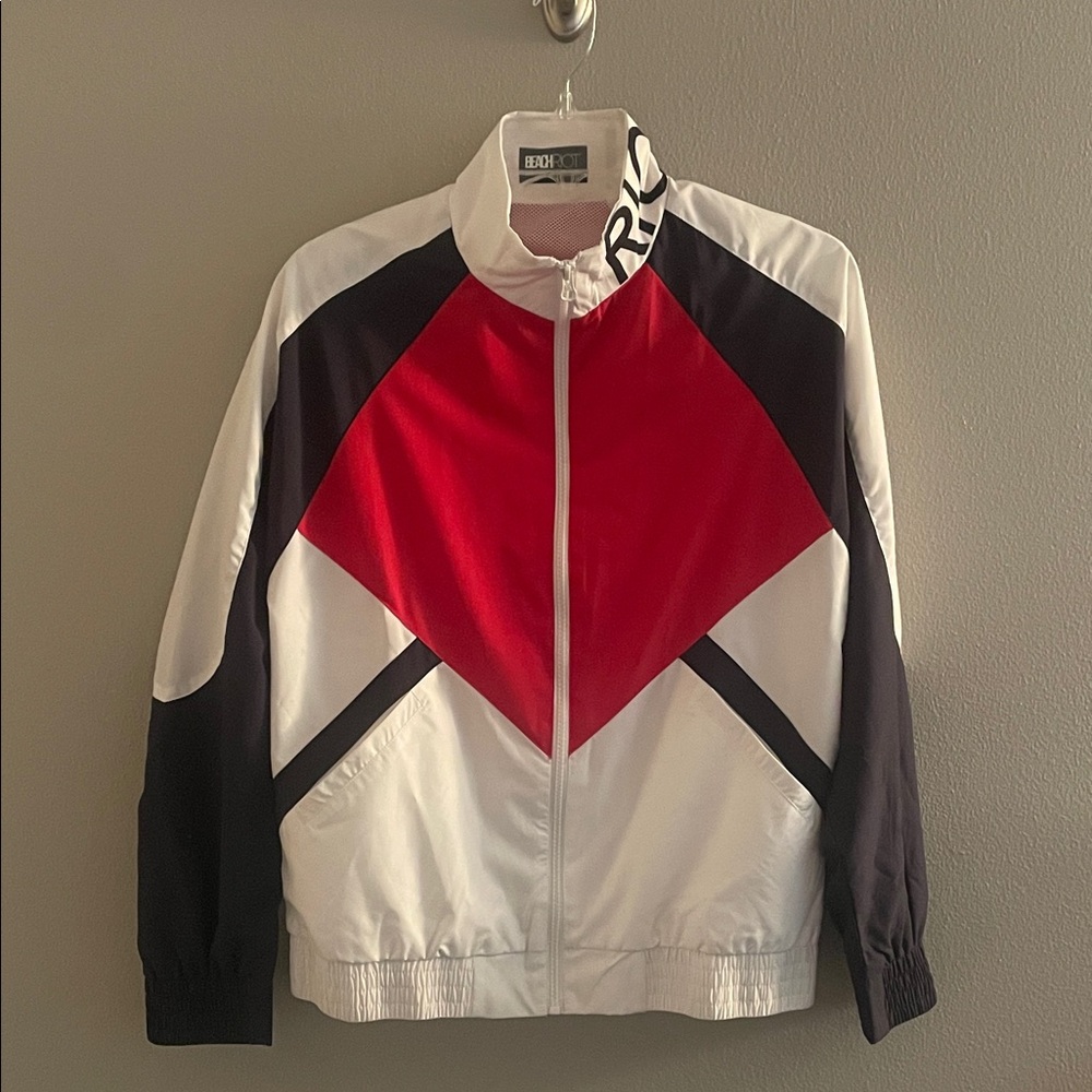 Beach Riot Sport‎ Red White and Blue Color-block Windbreaker Jacket Size M